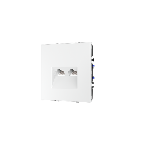 Розетка компьютерная встраиваемая VOLTUM S70 двойная RJ45+RJ45 кат.6, (белый матовый)