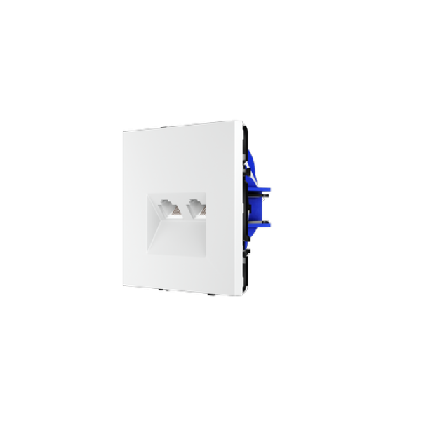 Розетка компьютерная встраиваемая VOLTUM S70 двойная RJ45+RJ45 кат.6, (белый матовый)