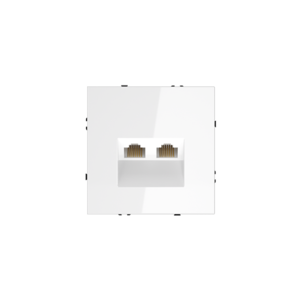 Розетка компьютерная встраиваемая VOLTUM S70 двойная RJ45+RJ45 кат.6, (белый глянцевый)