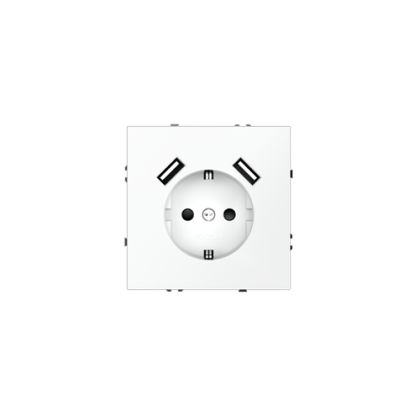 Розетка встраиваемая VOLTUM S70 с заземлением и защитными шторками, 16А, с USB, A+A, (белый матовый)
