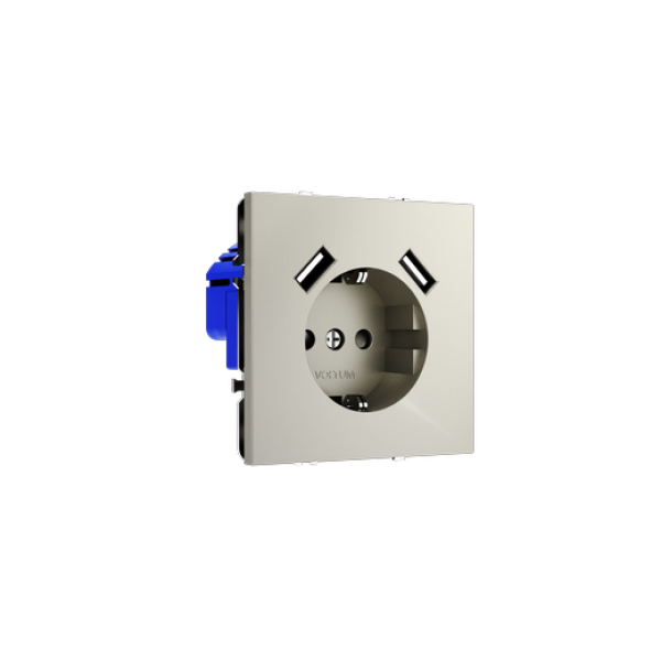 Розетка встраиваемая VOLTUM S70 с заземлением и защитными шторками, 16А, с USB, A+A, (шелк)