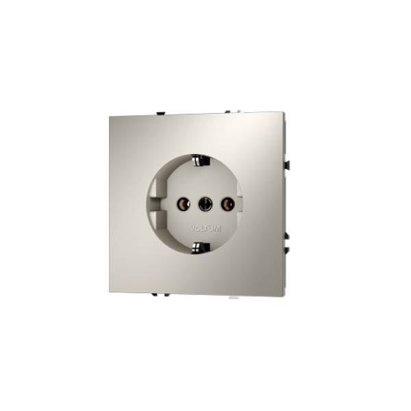 Розетка встраиваемая VOLTUM S70 с заземлением и защитными шторками, 16А, (кашемир)