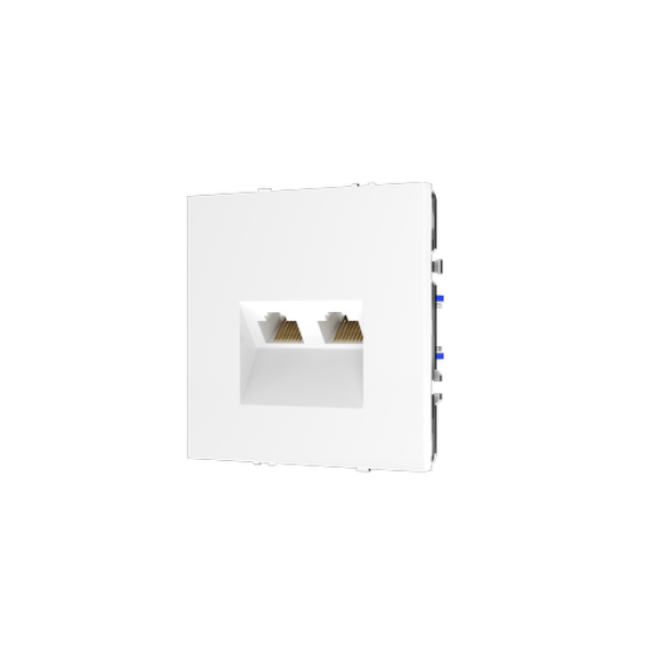 Розетка компьютерная встраиваемая VOLTUM S70 двойная RJ45+RJ45 кат.6, (белый глянцевый)