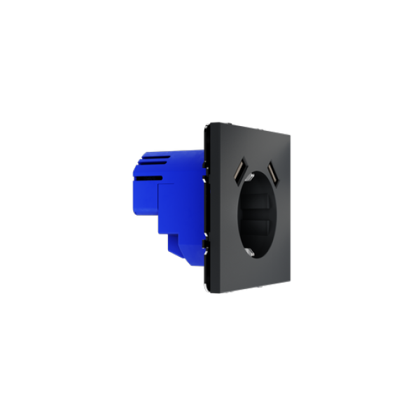 Розетка встраиваемая VOLTUM S70 с заземлением и защитными шторками, 16А, с USB, A+A, (графит)