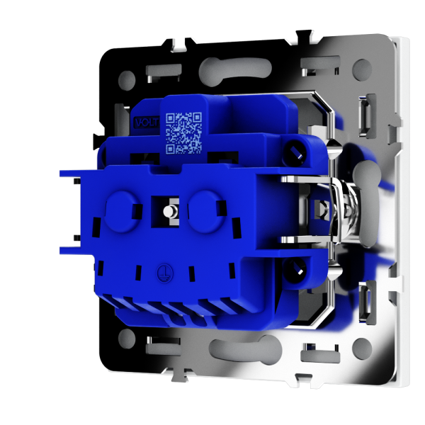 Розетка встраиваемая VOLTUM S70 с заземлением и защитными шторками, 16А, (белый матовый)