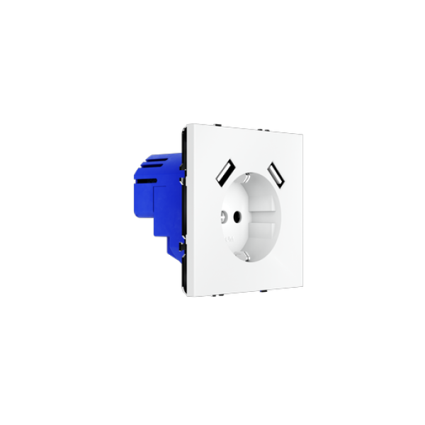 Розетка встраиваемая VOLTUM S70 с заземлением и защитными шторками, 16А, с USB, A+A, (белый матовый)