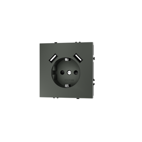 Розетка встраиваемая VOLTUM S70 с заземлением и защитными шторками, 16А, с USB, A+A, (титан)