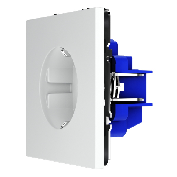 Розетка встраиваемая VOLTUM S70 с заземлением и защитными шторками, 16А, (белый матовый)