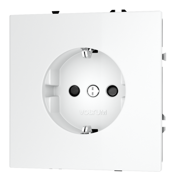Розетка встраиваемая VOLTUM S70 с заземлением и защитными шторками, 16А, (белый матовый)