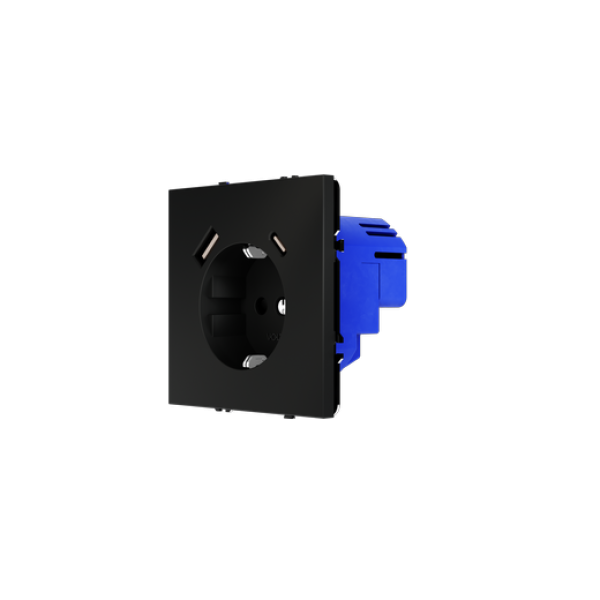 Розетка встраиваемая VOLTUM S70 с заземлением и защитными шторками, 16А, с USB, A+С, (черный матовый