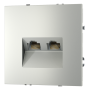 Розетка компьютерная встраиваемая VOLTUM S70 двойная RJ45+RJ45 кат.6, (сталь)