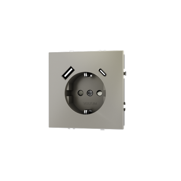Розетка встраиваемая VOLTUM S70 с заземлением и защитными шторками, 16А, с USB, A+С, (шелк)