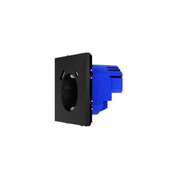 Розетка встраиваемая VOLTUM S70 с заземлением и защитными шторками, 16А, с USB, A+С, (черный матовый