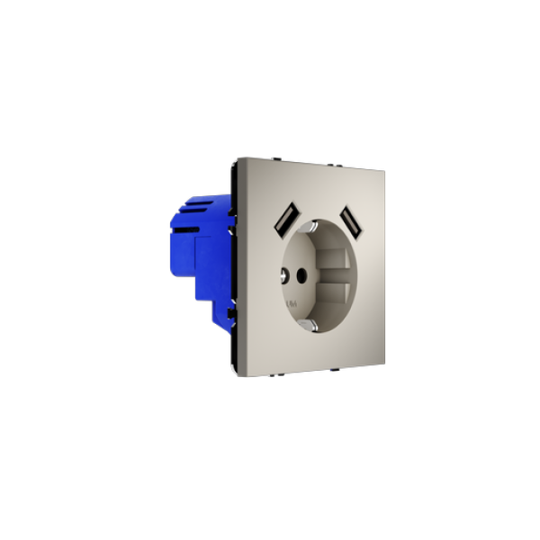 Розетка встраиваемая VOLTUM S70 с заземлением и защитными шторками, 16А, с USB, A+A, (кашемир)