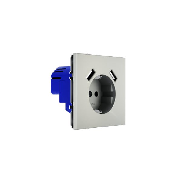 Розетка встраиваемая VOLTUM S70 с заземлением и защитными шторками, 16А, с USB, A+A, (сталь)