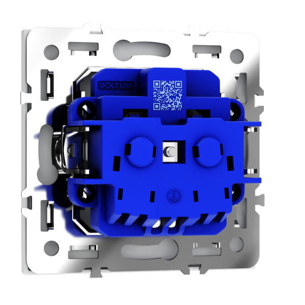 Розетка встраиваемая VOLTUM S70 с заземлением и защитными шторками, 16А, (белый матовый)