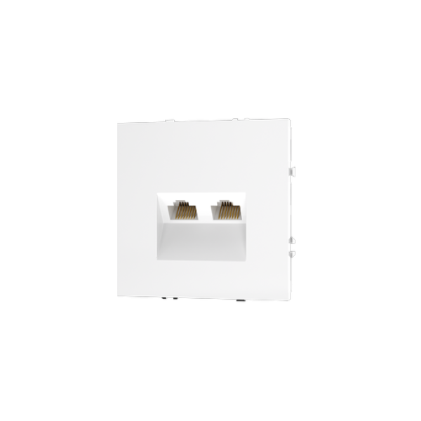 Розетка компьютерная встраиваемая VOLTUM S70 двойная RJ45+RJ45 кат.6, (белый глянцевый)