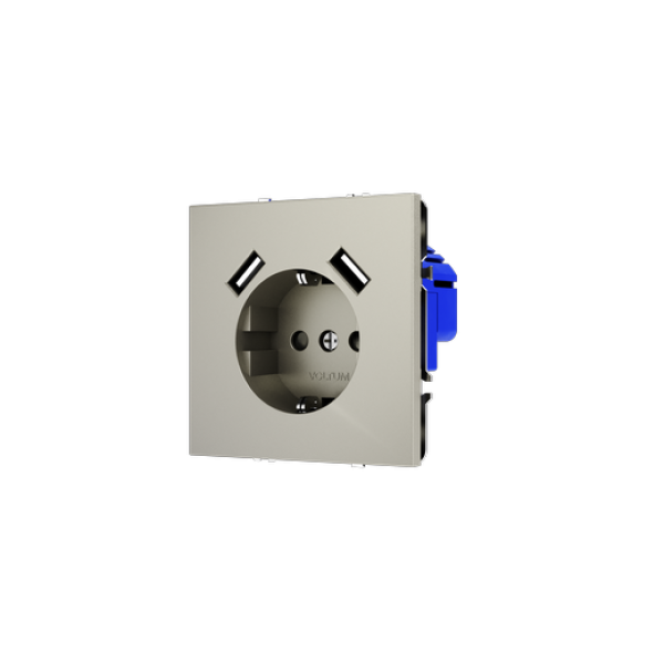 Розетка встраиваемая VOLTUM S70 с заземлением и защитными шторками, 16А, с USB, A+A, (шелк)