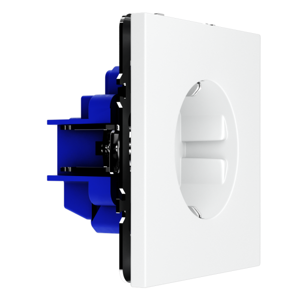 Розетка встраиваемая VOLTUM S70 с заземлением и защитными шторками, 16А, (белый матовый)