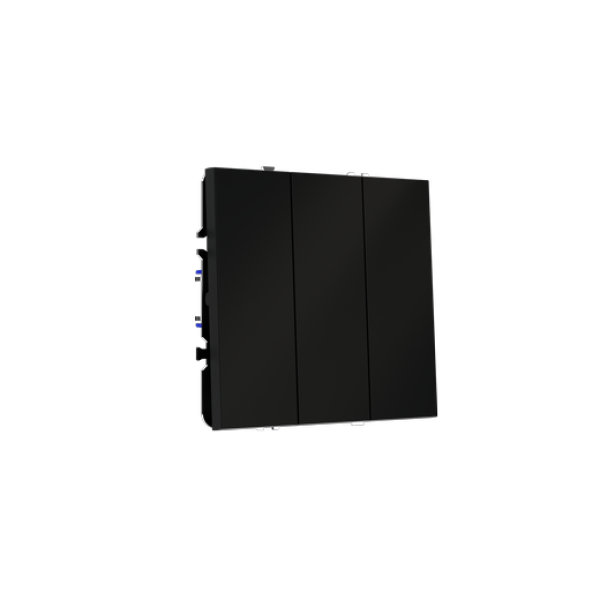 Выключатель встраиваемый VOLTUM S70 трехклавишный 10А, (черный матовый)