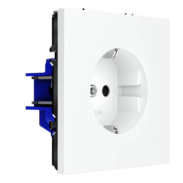 Розетка встраиваемая VOLTUM S70 с заземлением и защитными шторками, 16А, (белый матовый)