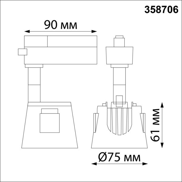358706 PORT NT21 066 белый Однофазный трековый светодиодный светильник IP20 LED 4000K 10W 100-265V KNOF