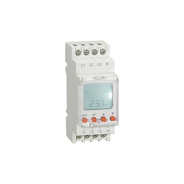 Реле контроля напр. RD-MVS3, 3P L-L 200_500VAC, 2CO, 8A(250VAC), обрыв, черед., Umin+Umax, асимметр., 0.1_30s, LCD, 1M