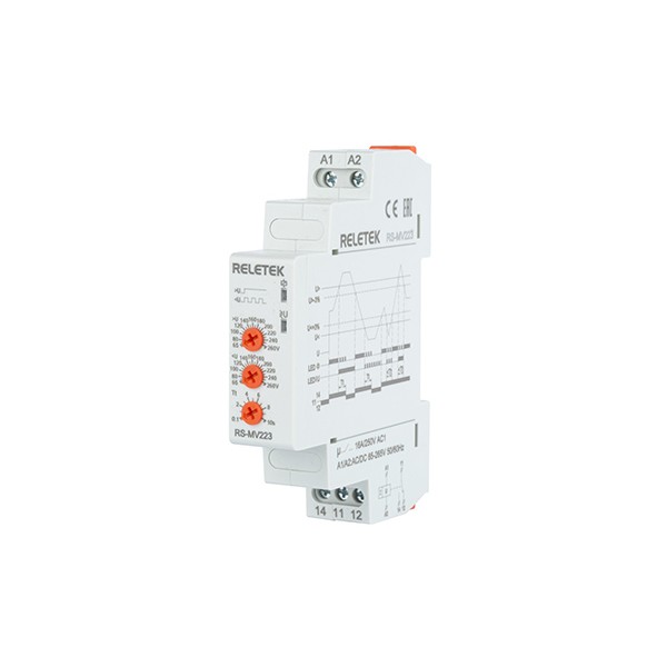 Реле контроля напряжения RS-MV223, 1-фазн., 1CO, 30&hellip;270VAC/DC(L-N/A-B), Umin и Umax (65_260VAC/DC), 0.1_10s, 1M
