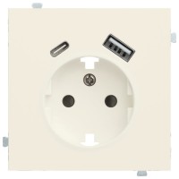 Розетка электрическая с зарядным устройством USB A+C Кремовый сатин