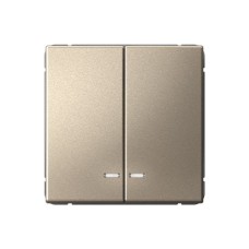 Выключатель 2-клавишный с подсветкой Systeme Electric (Schneider Electric) ArtGallery, 10А, шампань, GAL000553