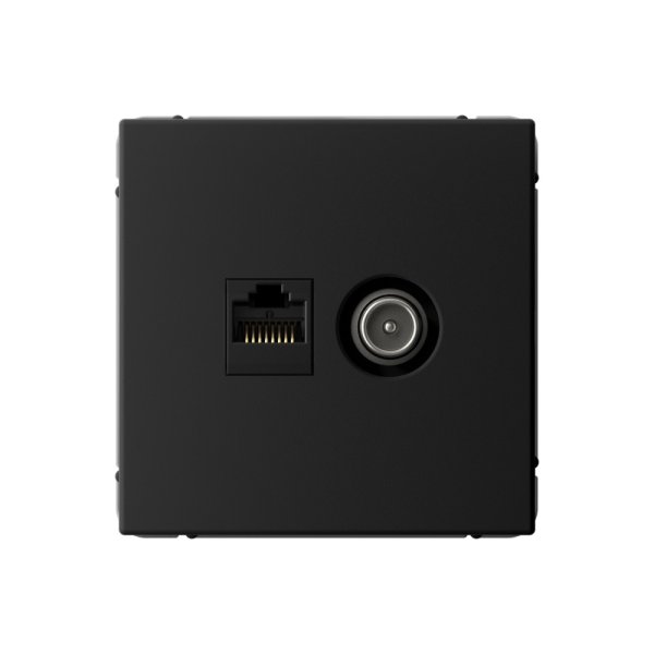Розетка двойная ТВ + компьютерная RJ45 Systeme Electric (Schneider Electric), ArtGallery, карбон, GAL001089
