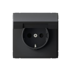 Розетка Systeme Electric (Schneider Electric) ArtGallery с заземлением, со шторкой, с крышкой, 16А, IP20, карбон, GAL001046