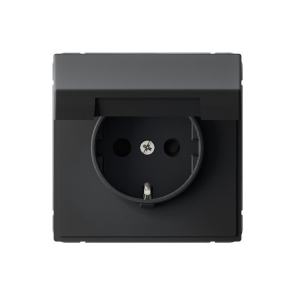 Розетка Systeme Electric (Schneider Electric) ArtGallery с заземлением, со шторкой, с крышкой, 16А, IP20, карбон, GAL001046
