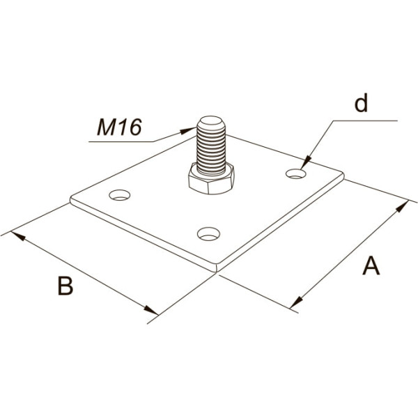 Монтажная пластина с резьбой 120×100мм
