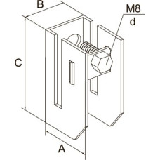 Держатель для полосы толщиной до 8 мм с фиксирующим болтом