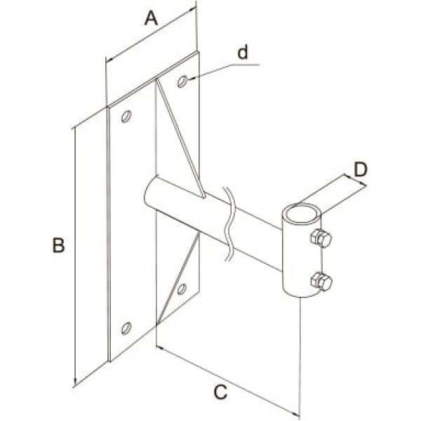 Держатель мачты молниеприемника 1-4 м к стене