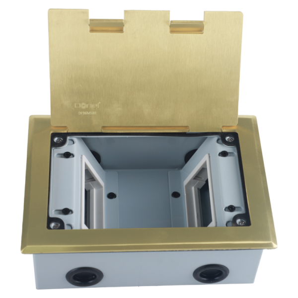 Лючок в пол 6 мод. (2 мод. 45х45 мм. + 2 мод. 22.5х45 мм.),  латунь,  (с уст. набором)