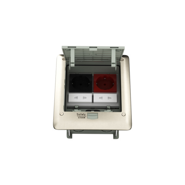 Лючок в пол 6 мод. (2 мод. 45х45 мм. + 2 мод. 22.5х45 мм.),  металл,  IP66,  (с уст. набором)