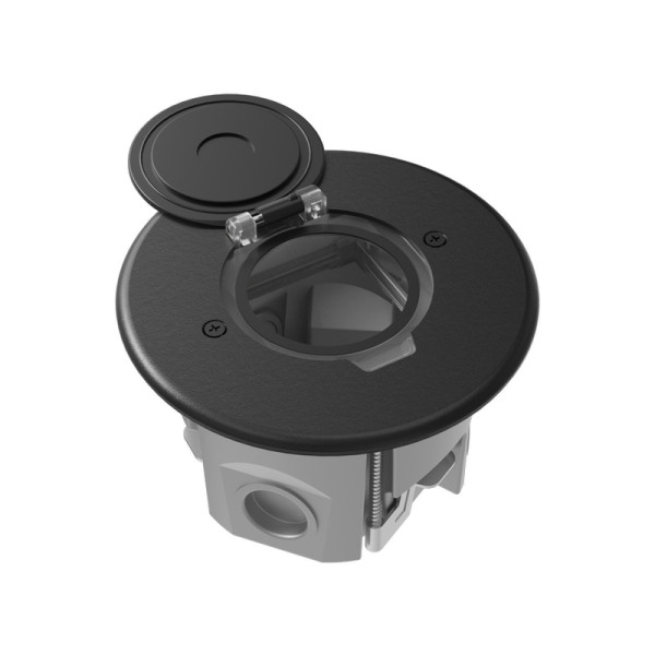 Лючок Surface 2 мод. (1 мод. 45х45 мм.),   круглый,  круглая крышка,  антрацит,  IP44,  (с уст. набором)