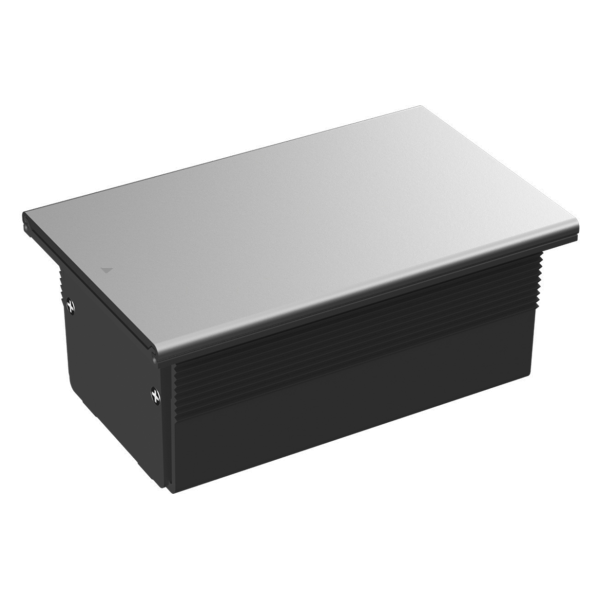 Настольный встраиваемый розеточный блок,  сдвижная крышка Slider 4 мод. (2 мод. 45х45),  серебро