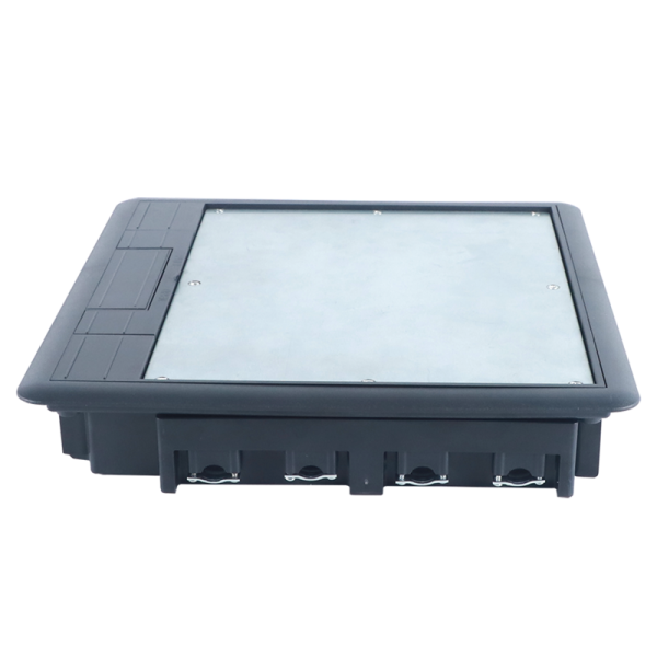 Лючок в пол 16 мод. (8 мод. 45х45 мм.) верт. установка,  глубина 50мм,  крышка ABS + гальванизированная стальная вставка