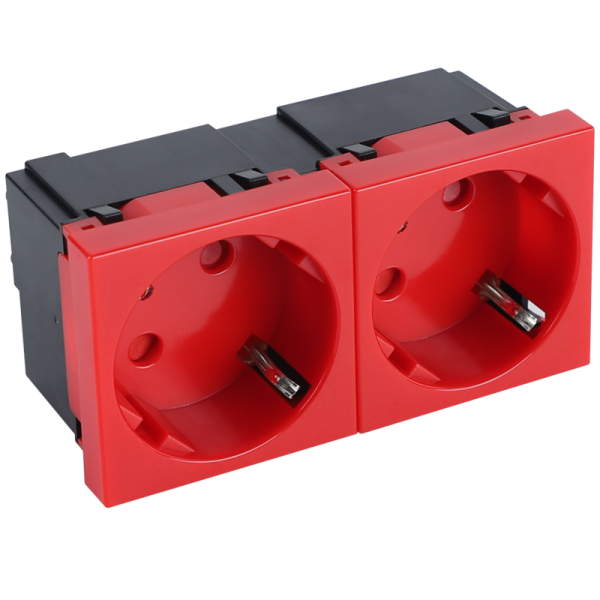 Розетка 2х2К+З нем.ст.,  45 гр.,  с з/ш,  крас. (90х45мм),  серия (тип) DF6