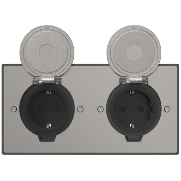 Лючок Surface 4 мод. (2 мод. 45х45 мм.),  круглая крышка,  никель,  IP44