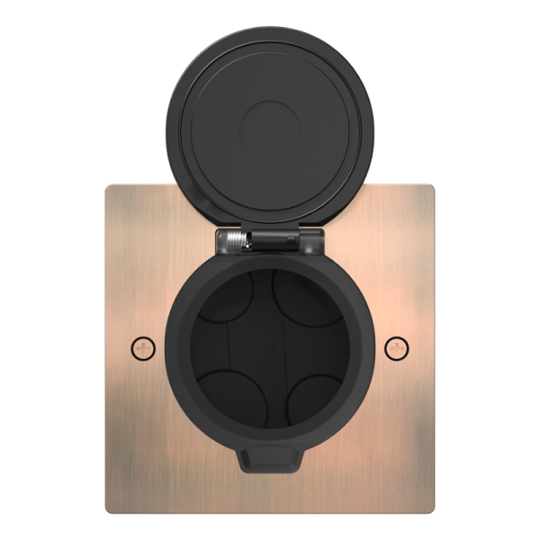 Лючок Surface 2 мод. (1 мод. 45х45 мм.),  круглая крышка,  красная медь,  IP44