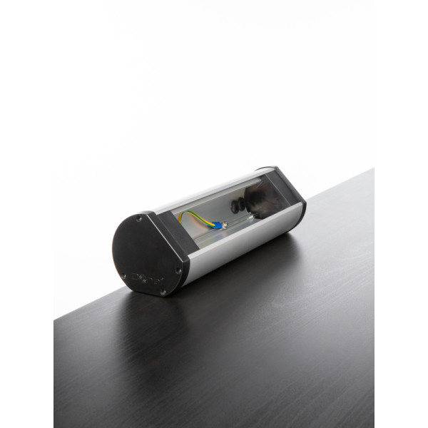 Настольный розеточный блок Ovaledesign 14 мод. (7 мод. 45х45),  черные пластиковые торцевые заглушки