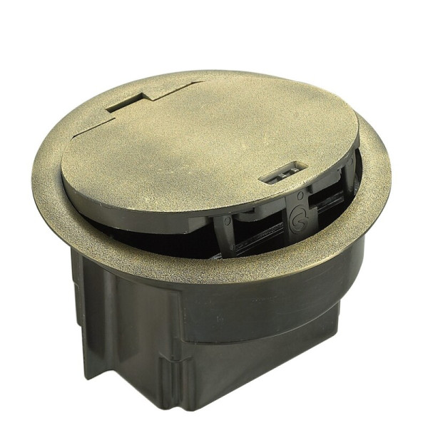 Лючок в пол 4 мод. (2 мод. 45х45 мм.),  античная латунь,  круглый,  металл,  IP65