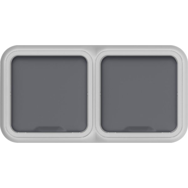 Розетка 2-я с защитной крышкой,  2К+З,  накладная,  цвет серый,  IP55,  серия W55