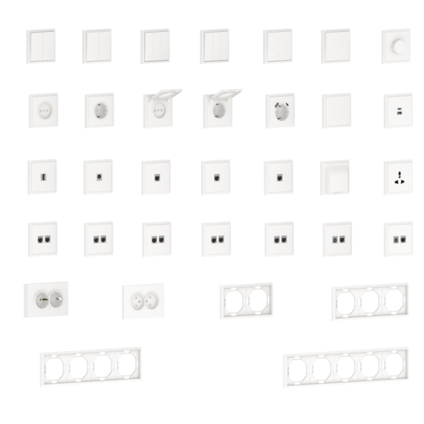Накладка для розетки Schuko с зарядным устройством USB A+C,  со шторками 16A 250В,  матовый белый,  серия S08