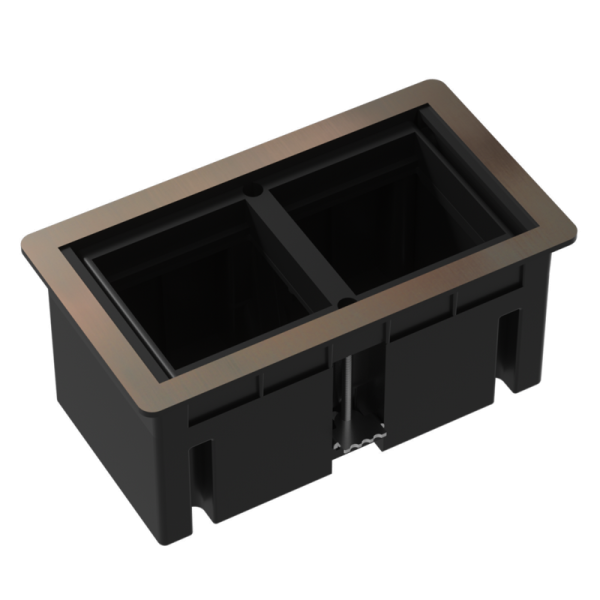 Настольный встраиваемый розеточный блок,  сдвижные крышки,  красная медь Slider 4 мод. (2 мод. 45х45)