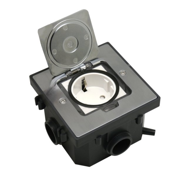 Лючок Surface 2 мод. (1 мод. 45х45 мм.),  полированное серебро,  IP44,  (с уст. набором)